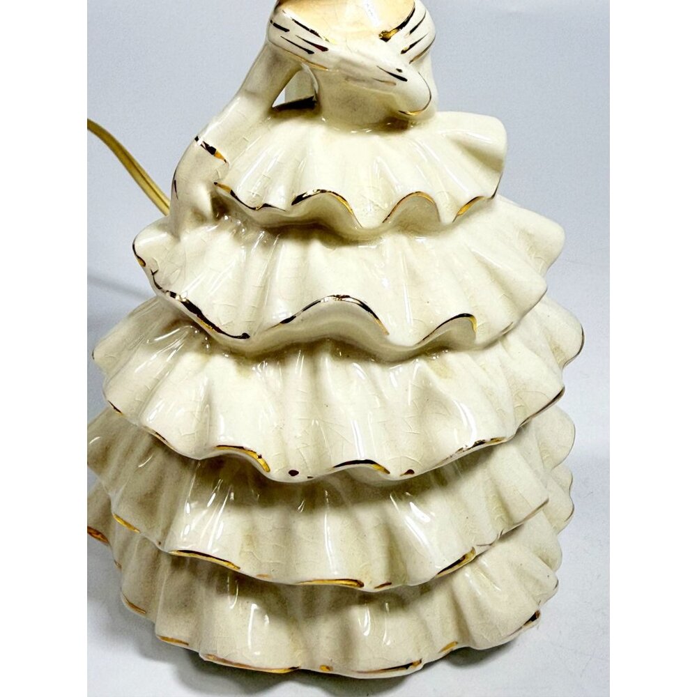 Porcelain Boudoir Table Small Night Light TV Television Lamp Southern Belle Girl - Picture 9 of 16